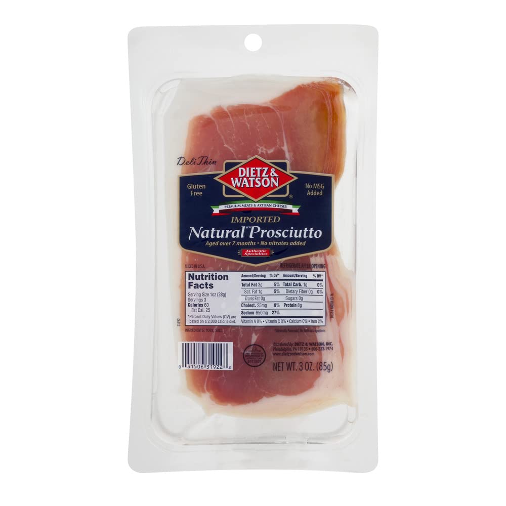 Dietz & Watson Pre- Sliced Natural Prosciutto, 3 oz