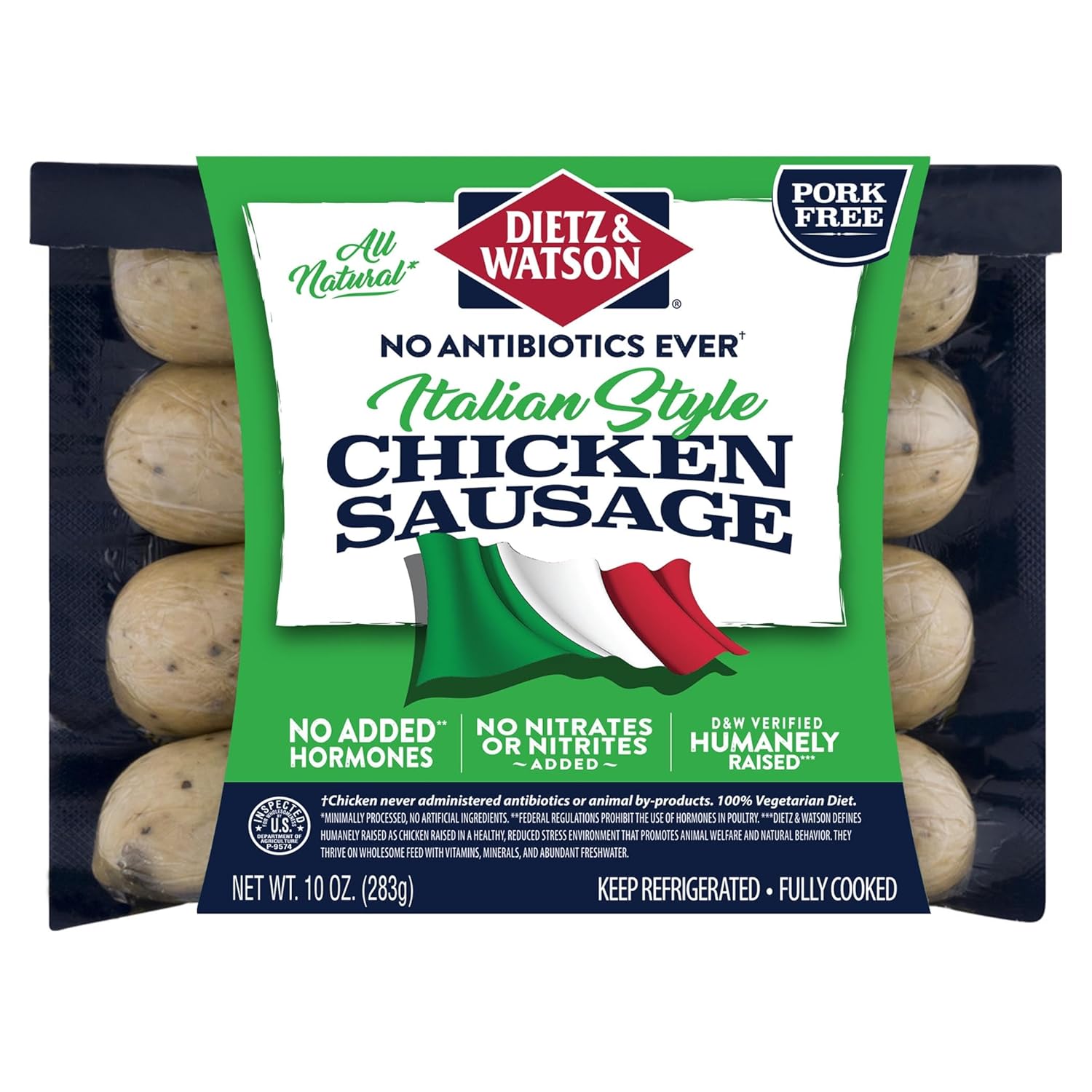 Dietz & Watson No Antibiotics Ever Italian Style Chicken Sausage, 10 oz