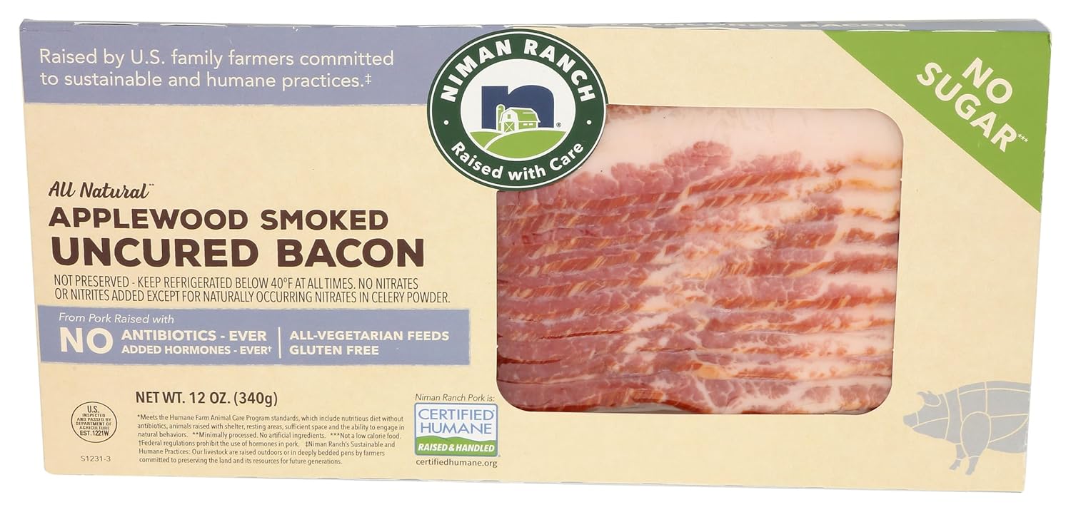 Niman Ranch, Applewood Smoked Uncured Bacon, 12 oz
