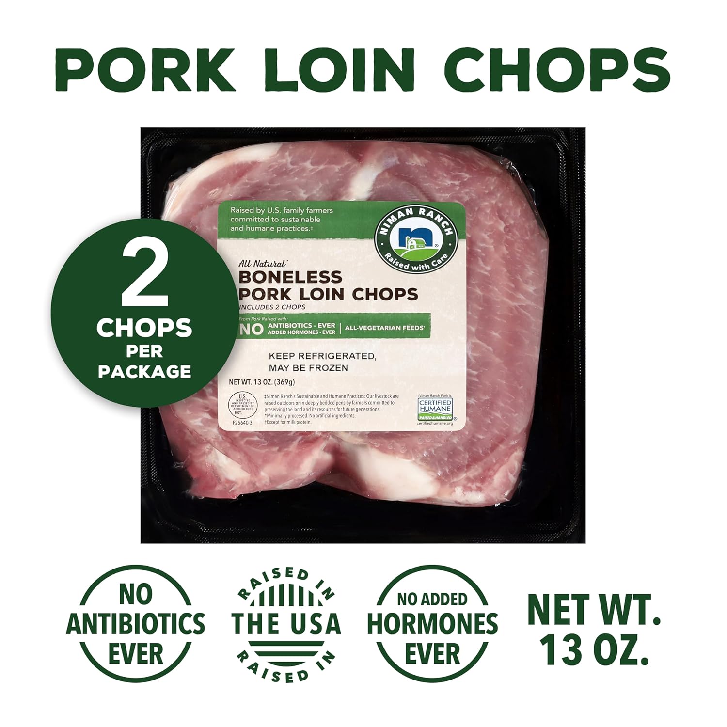 Niman Ranch, Pork Loin Chops, Boneless |0.8125 lbs.