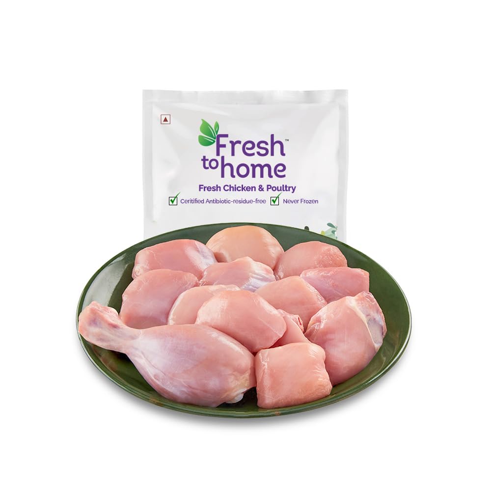 FreshToHome Premium Chicken | Curry Cut | 450g Pack | Skinless | Antibiotic-Residue-Free | Tender | Fresh | Never Frozen